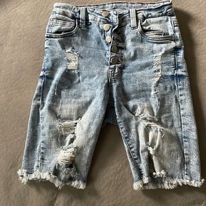 High-rise distressed shorts